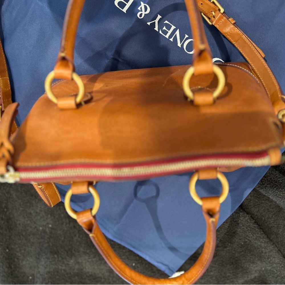 Dooney & Bourke Florentine Leather Satchel with Crossbody Strap - Natural - Picture 4 of 9